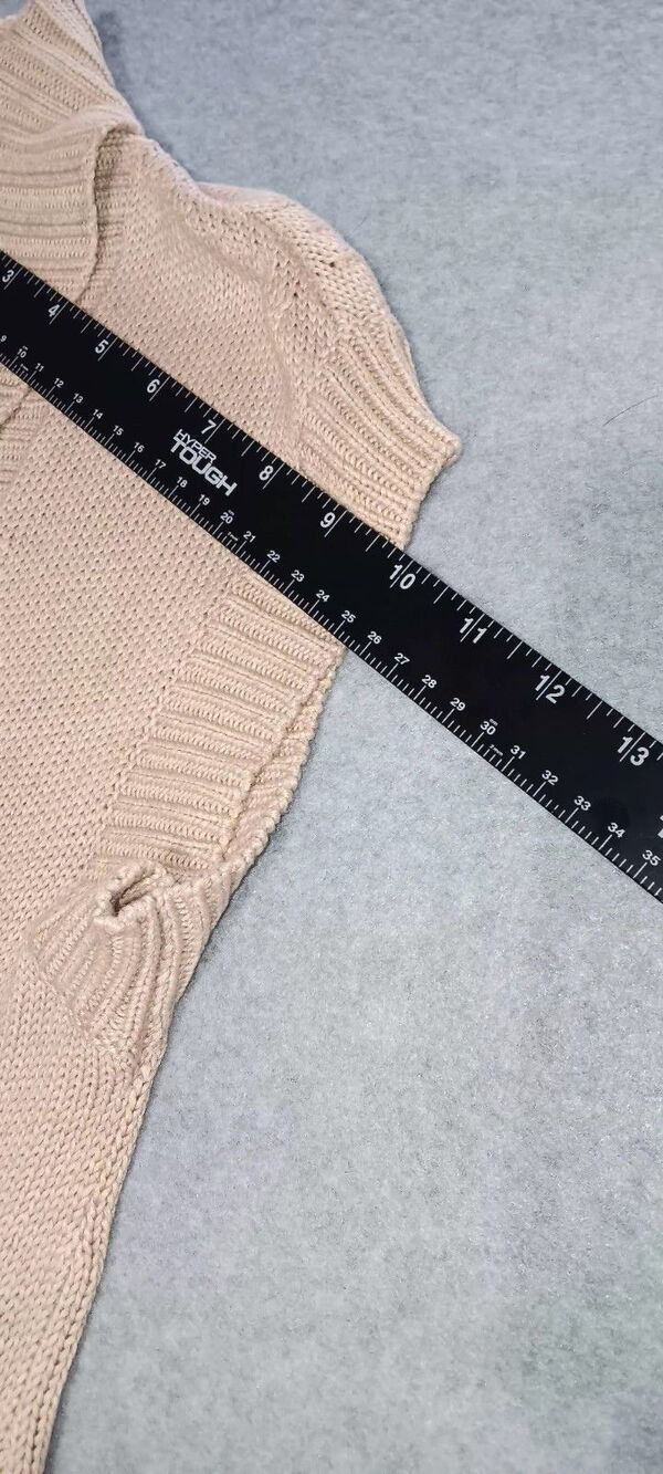 Chicos Sleeveless Long Button Cardigan Womens Size 1 Beige Tan Knitted... - Picture 10 of 11